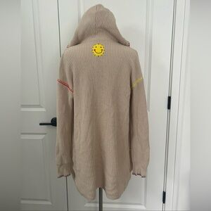 KERRI ROSENTHAL  XS Smiley Sun Face Hooded Sweater Long Open Shaker Cardigan
